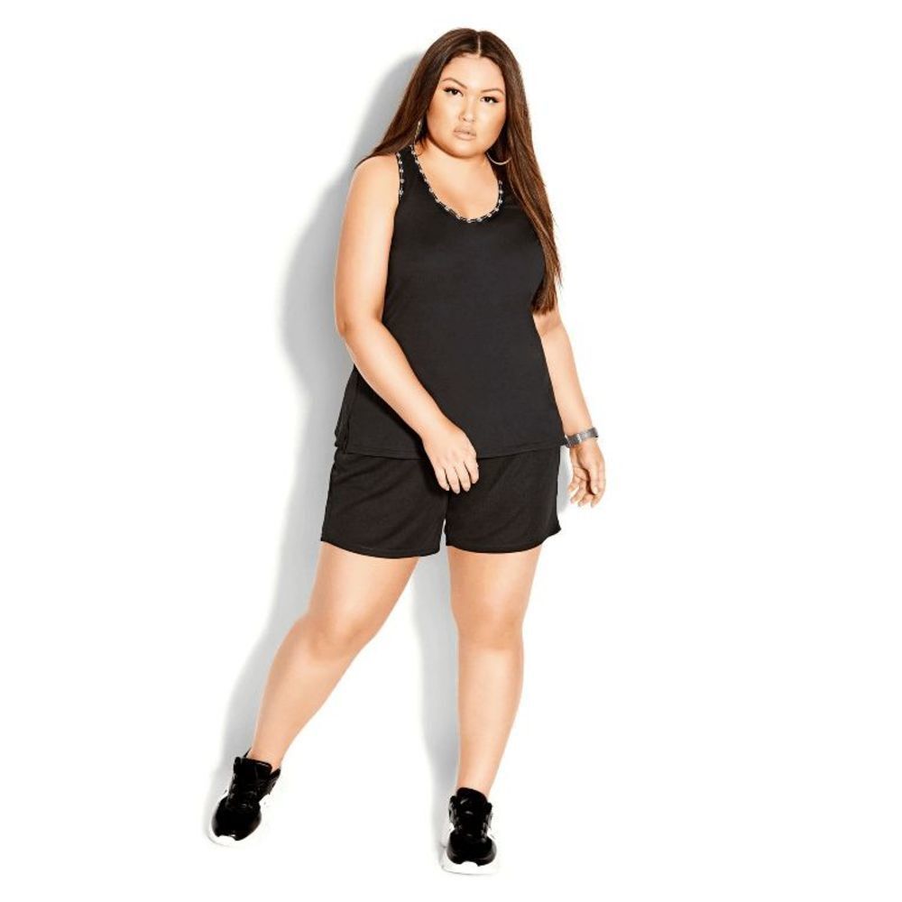 NWT City Chic CCX Punch It Cami Top Black Scoop Neck Sleeveless Pullover Size M
